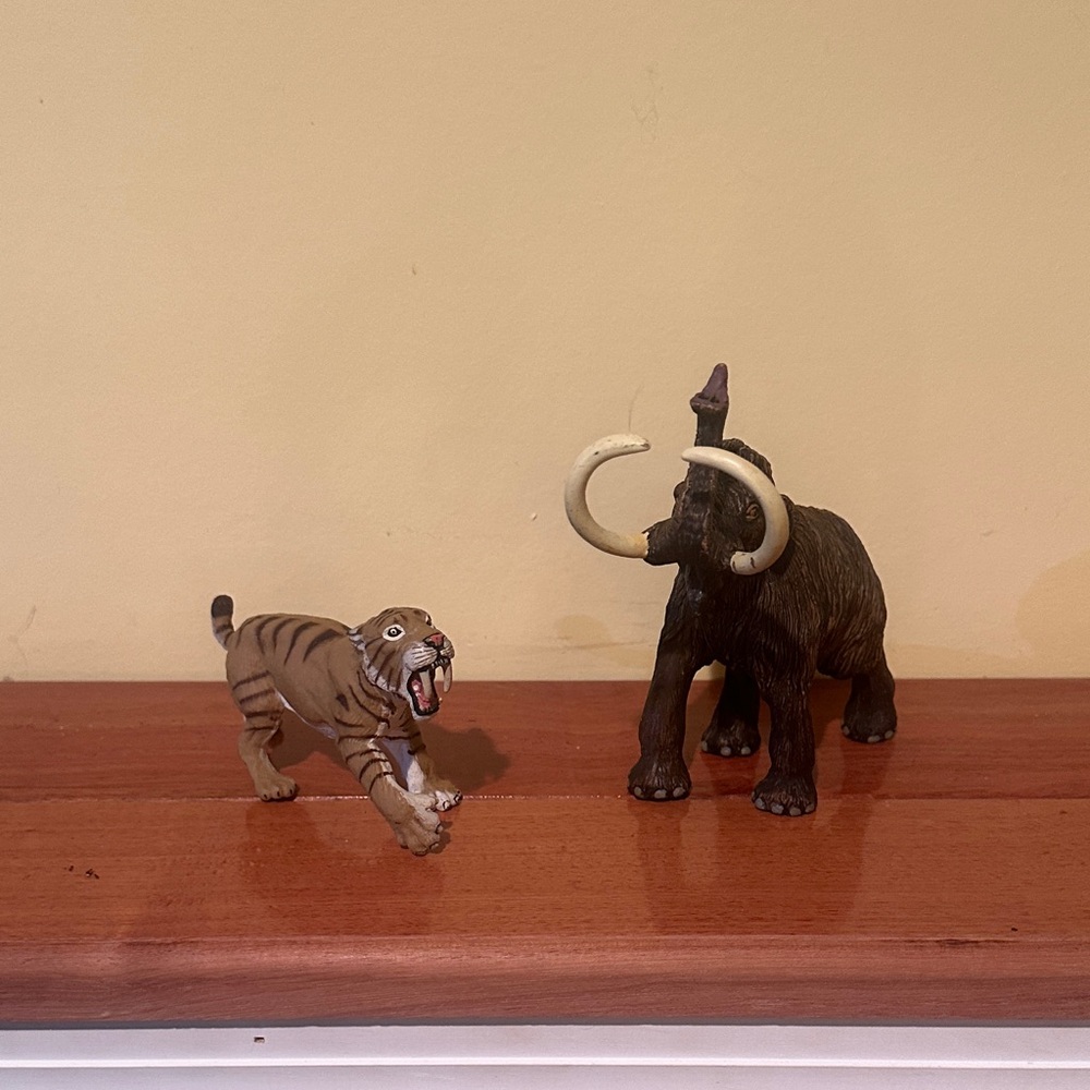 Saber-Toothed Tiger and Woolly Mammoth Figurines
